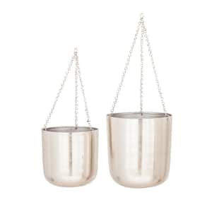 10 in. Silver Metal Glam Planter (2-Pack)