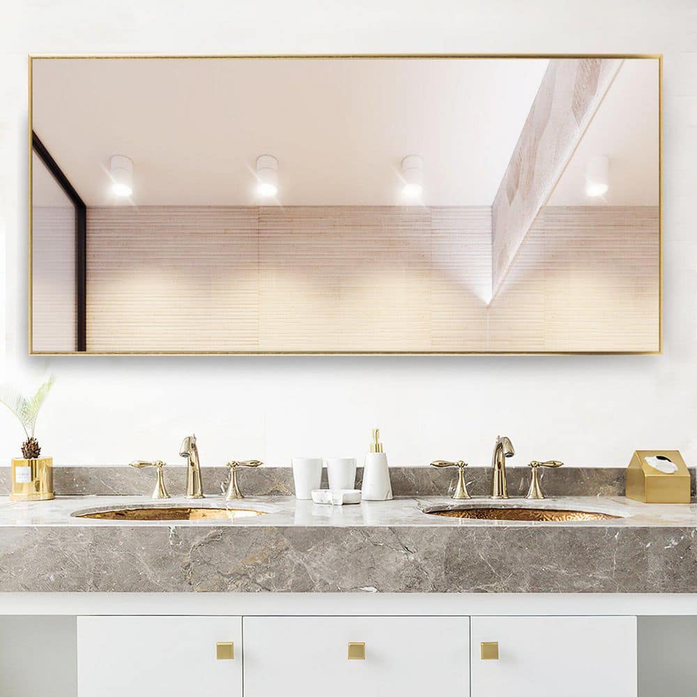34 in. W x 71 in. H Mondern Oversize Rectangular Framed Wall Bathroom Vanit
