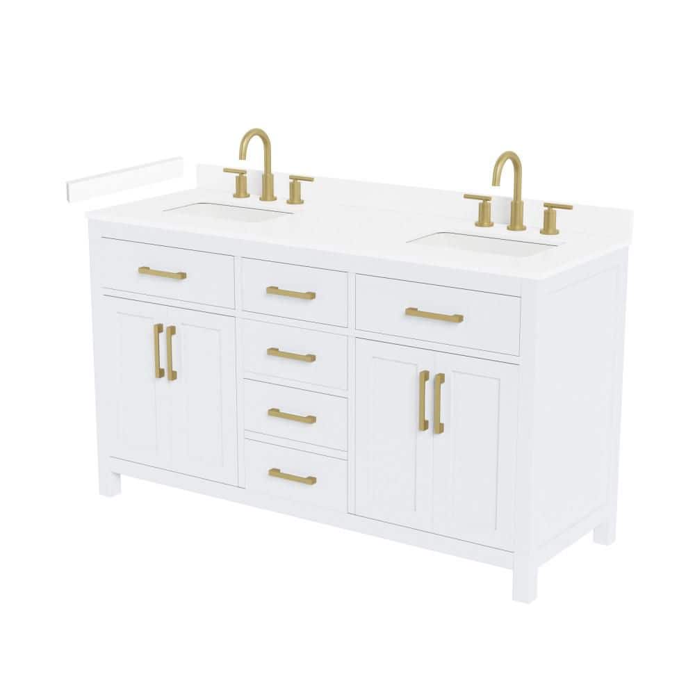 Beckett 60 in. Double Freestanding White Bath Vanity with Top price history on PriceWatchPro