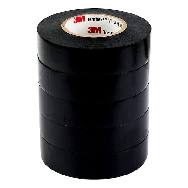 Temflex 3/4 in. x 60 ft. 1700 Electrical Tape Black (5-Pack)