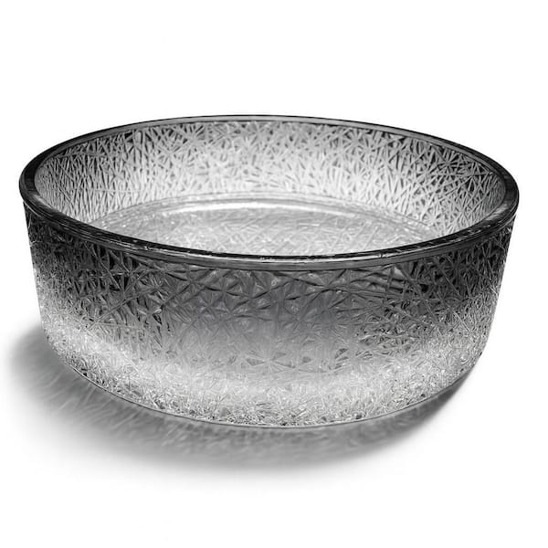 Scotch 14 in . Circular Bathroom Vessel Sink in Black Gradient Tempered Glass