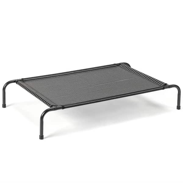 Small Black and White Mesh Top Iron Frame Outdoor Dog Bed