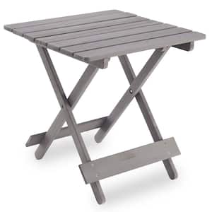 Anky Gray Square Wood 20 in. H Outdoor Coffee Table, Adirondack Patio Side Table