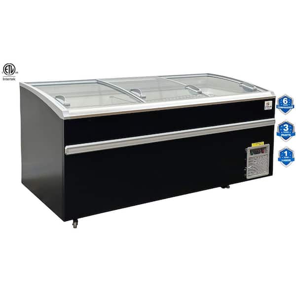 Cooler Depot 83 in. W, 33.7 cu. Ft NSF Commercial Manual Defrost Chest Freezer Meat Deli Case Display in Black
