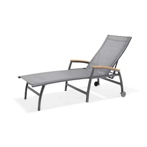 Lismore Sun Lounger Aluminum with Weather Net Back and Seat and Wooden Armrest