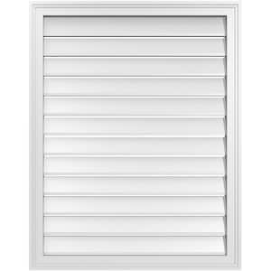 30 in. x 38 in. Vertical Surface Mount PVC Gable Vent: Functional with Brickmould Frame
