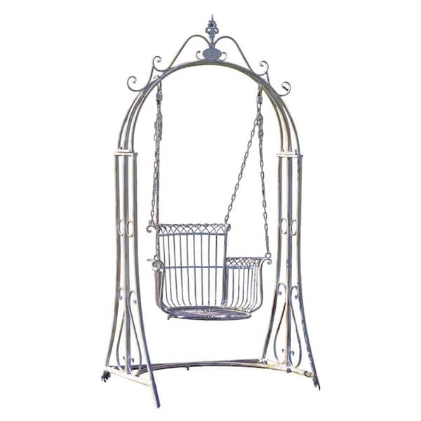 Oasis 1-Person Blue Bronze Metal Patio Swing