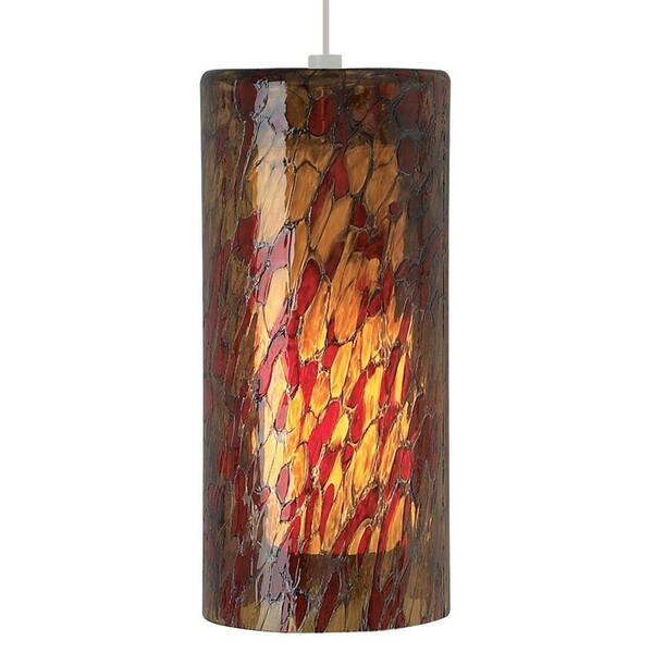 Generation Lighting Abbey Grande 1-Light Satin Nickel Incandescent Pendant with Amber-Red Shade