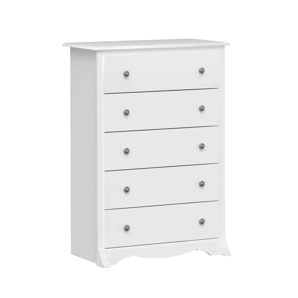 Fremont White 5-Drawer Tall Dresser in Laminated Composite Wood