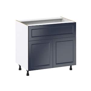 Devon 36 in. W x 24 in. D x 34.5 in. H Painted Blue Shaker Assembled Base Kitchen Cabinet with a 10 in. Drawer