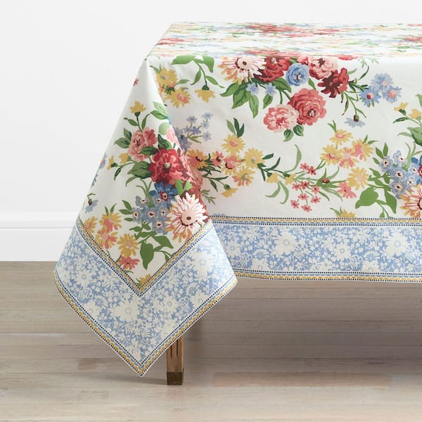Company Cotton Natures Bouquet Blue 70 in. x 120 in. Tablecloth