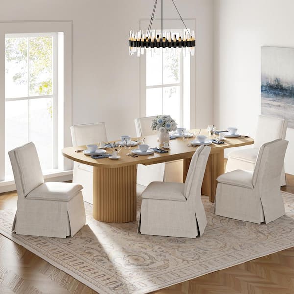 Vivian Ivory 19 in. W Removable and Washable Slipcover Dining Chair With Hidden Storage Including 6-Chairs
