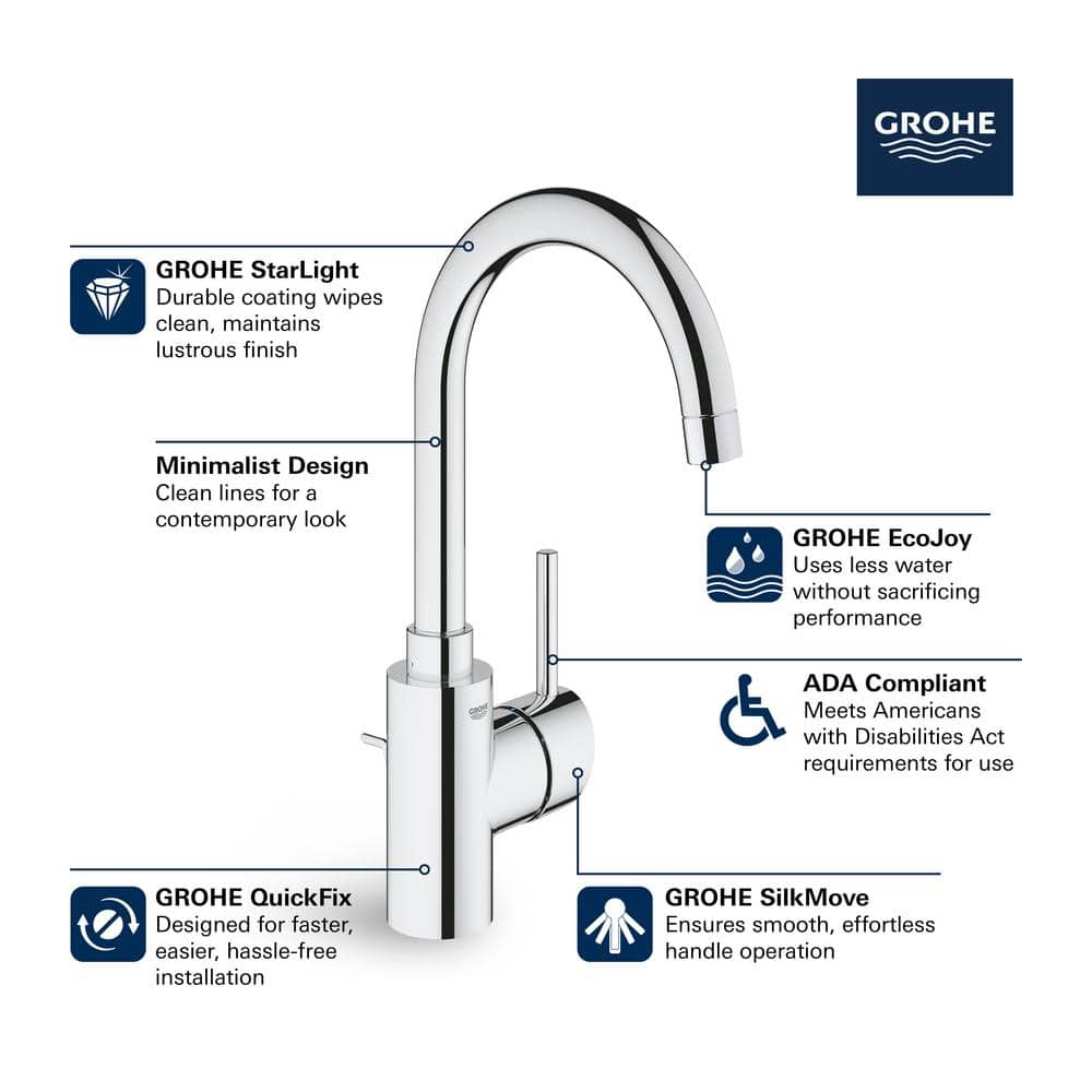 Sleek European Modern Single-Handle 11" Brushed Nickel Bathroom Faucet