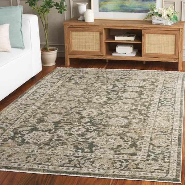 Hazel 9 ft. x 12 ft. Green/Beige Traditional Floral Area Rug