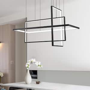 Boston 3 - Light Integrated LED Black Kitchen Island Chandelier with Wrought Iron Accents