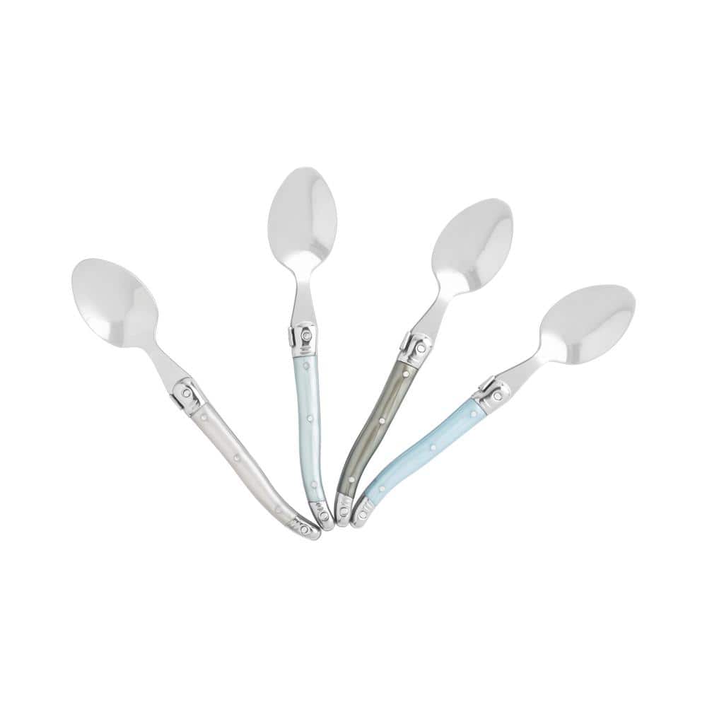 Set of 4 Stainless Steel Coffee Spoons with Faux Mother of Pearl Handles