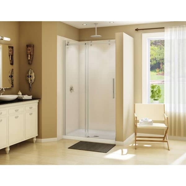 MAAX Halo 47 in. x 79 in. Semi-Frameless Sliding Shower Door in Brushed Nickel