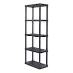 GRACIOUS LIVING Knect A Shelf Black 4-Tier Light Duty Plastic Fixed ...