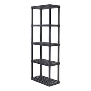 Plastic Rack Shelf with 5-Medium Shelves, Black