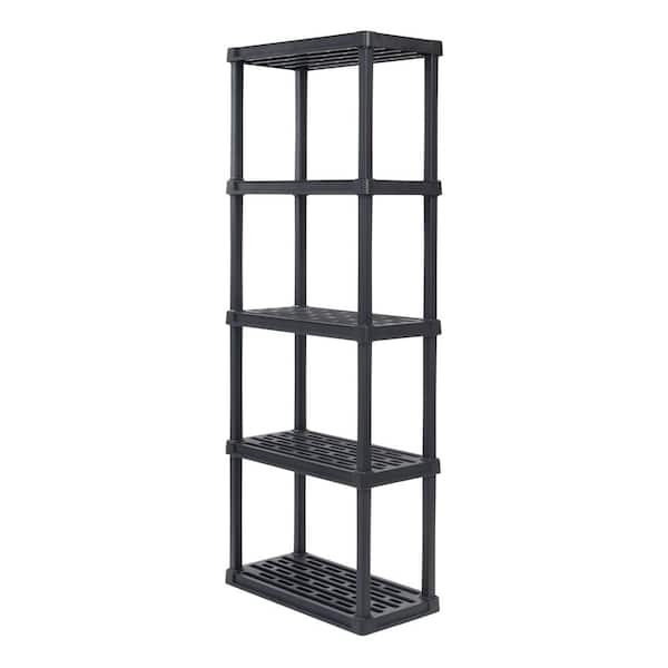 IRIS Plastic Rack Shelf with 5-Medium Shelves, Black