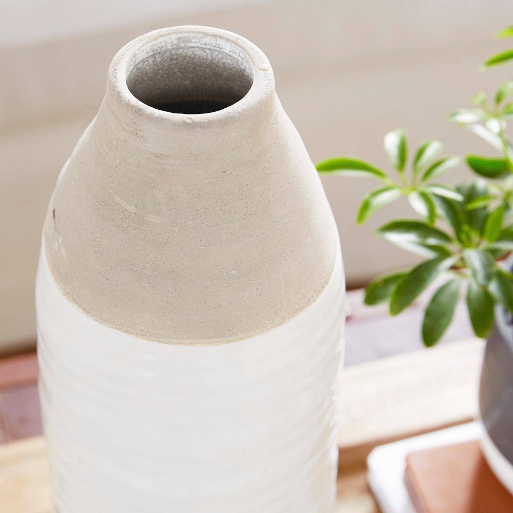 Gray and White Ceramic Bud Vase, 14"