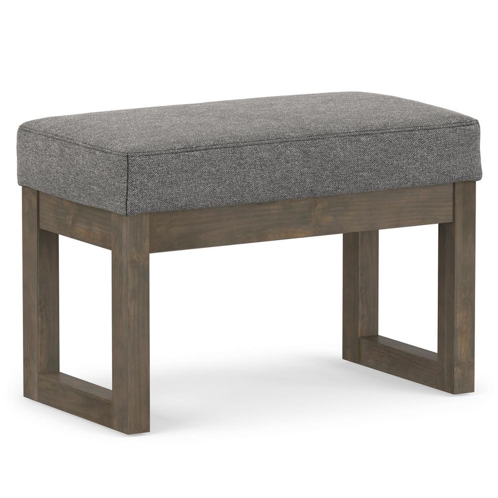 Milltown Grey Upholstered Linen Look Fabric Rectangle Footstool Ottoman 27 in. W Ottoman