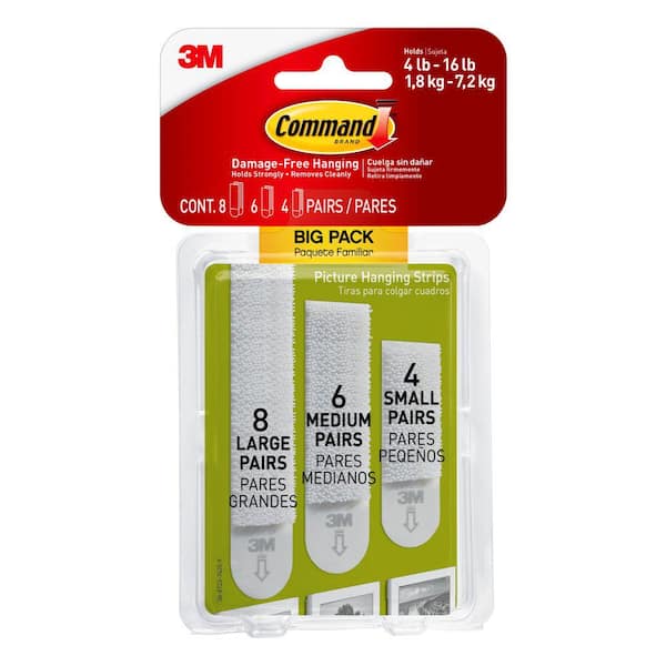 Command - Picture Hanging Strips Variety Pack, White, Damage Free Decorating, 18 Pairs