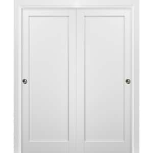 4111 60 in. x 80 in. Single Panel White Finished Solid MDF Sliding Door with Bypass Sliding Hardware