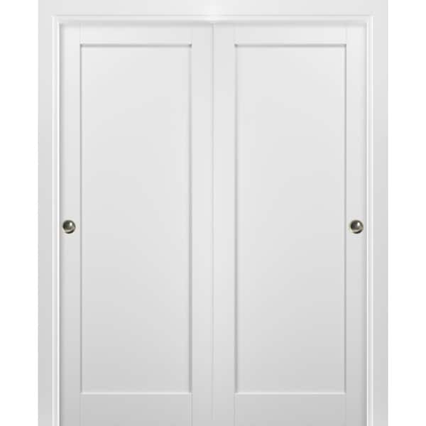 Sartodoors 64 in. x 84 in. Single Panel White Finished Solid MDF ...
