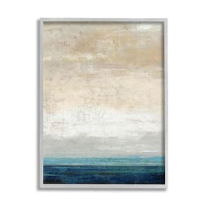 Distressed Ocean Landscape Abstract Design by Suzanne Nicoll Framed Abstract Art Print 14 in. x 11 in.
