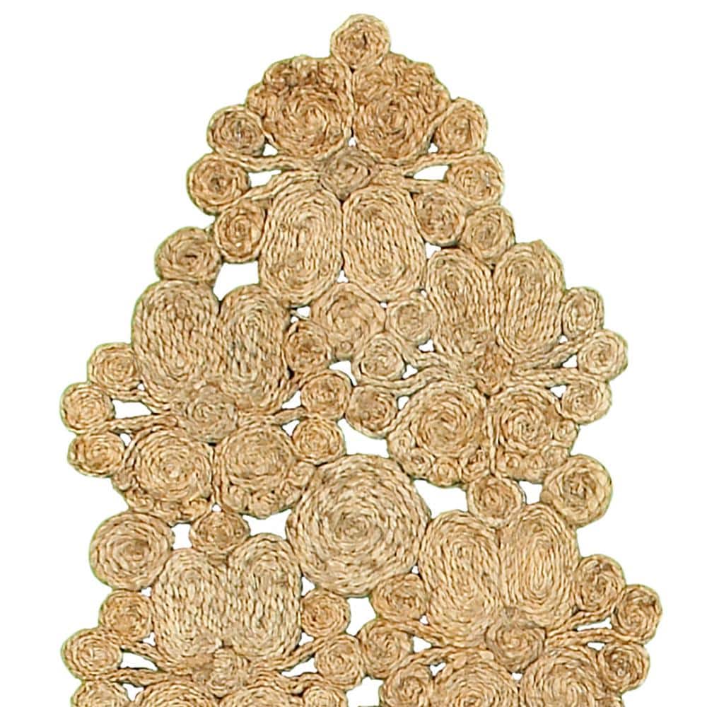 Natural Jute Woven Table Runner with Detailed Circle Design