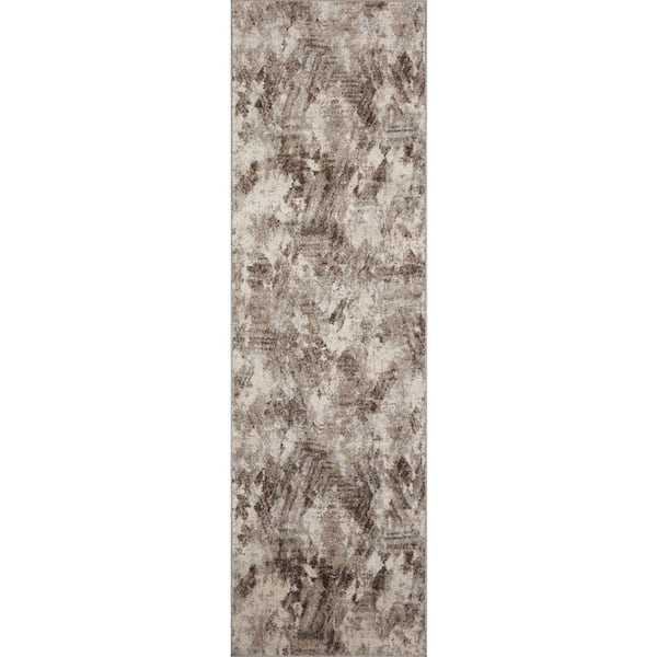 LOLOI II Austen Natural/Mocha 2 ft. 4 in. x 8 ft. Modern Abstract Runner Rug