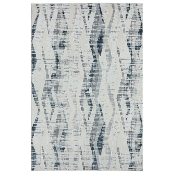 Abani Aspen Beige 6 ft. x 9 ft. Abstract Polyester Area Rug