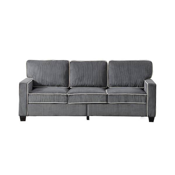 JAYDEN CREATION Betzy 81 in. Wide Polyester Sofa With Thick Cushion-GREY