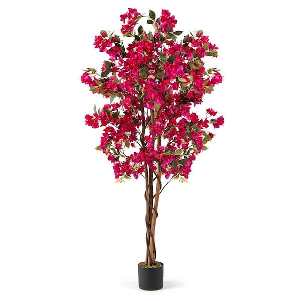 6 ft. Artificial Bougainvillea Tree Tall Faux Pre-potted Tree w/ 910 Flowers