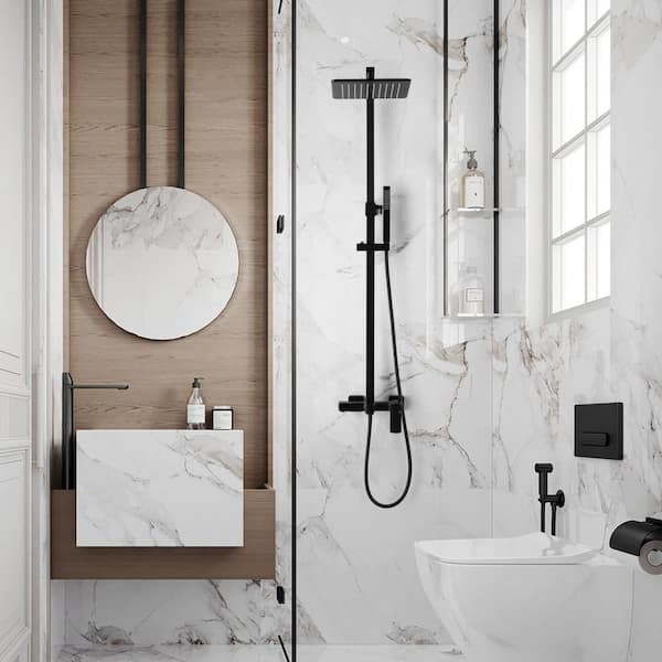 3-Spray Tub and Shower Faucet with Hand Shower in Matte Black (Valve Included)