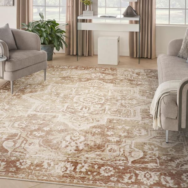 Astra Machine Washable Rust 10 ft. x 14 ft. Distressed Traditional Area Rug