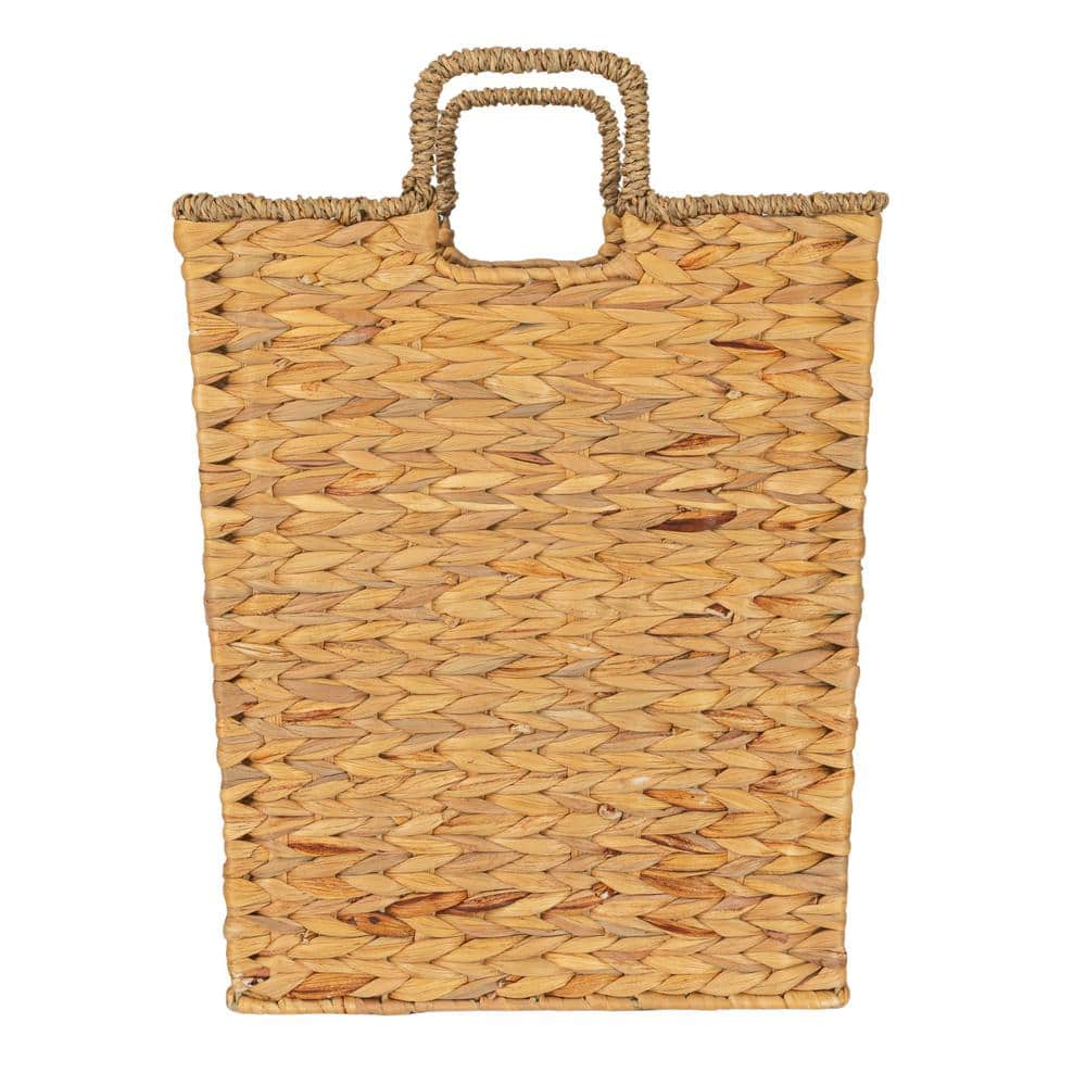 Natural Handwoven Seagrass and Water Hyacinth Basket with Handles