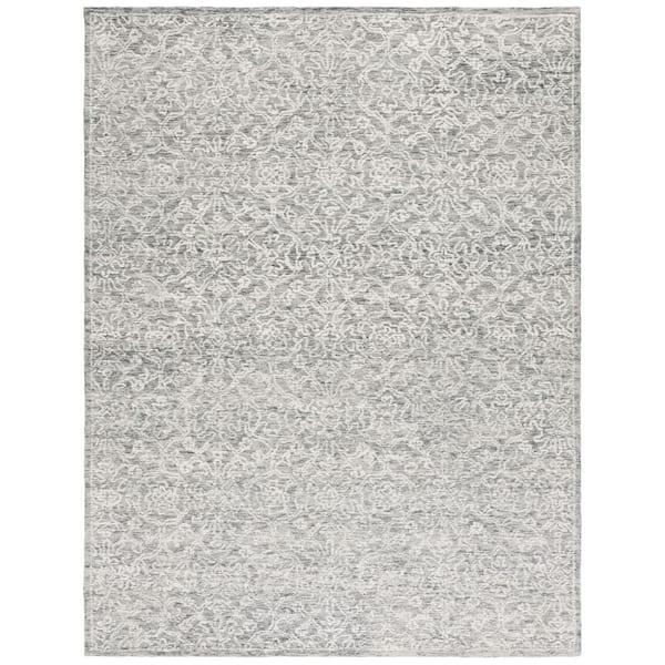 Ebony 8 ft. x 10 ft. Ivory/Gray Floral Abstract Area Rug