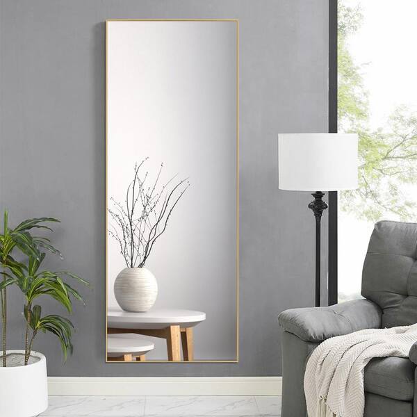 Dovelina 71 in. x 24 in. Modern Rectangle Framed Gold Full Length Leaning Mirror - image 5