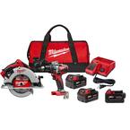 M18 18-Volt Lithium-Ion Brushless Cordless Hammer Drill/Circular Saw Combo Kit (2-Tool) w/2 4.0 & 1 5.0 Ah Batteries