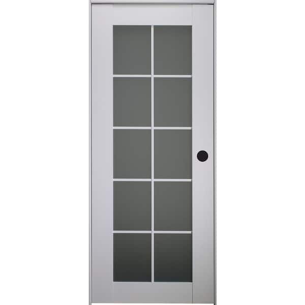 Belldinni Smart Pro 24 in. x 80 in. Left-Handed 10-Lite Frosted Glass Polar White Wood Composite Single Prehung Interior Door