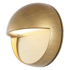 Orbe 6.25 in. Outdoor Metal/Glass Hardwired Integrated LED Wall Sconce, Antique Gold