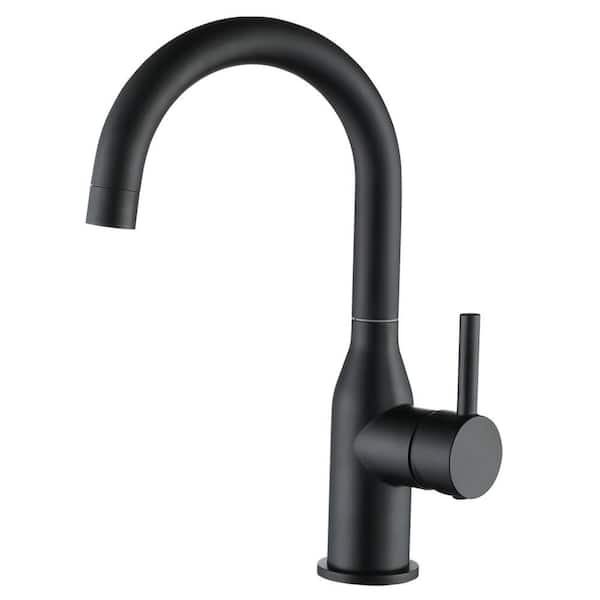 Classic Single Hole Bar Faucet Single Handle Deck Mount Standard Kitchen Faucet with Supply Lines in Matte Black