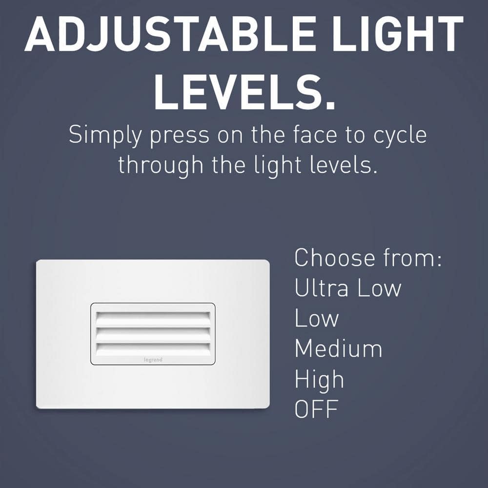 White Thermoplastic Horizontal Step Light with LED Night Light