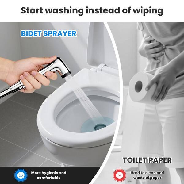 Handheld Bidet Sprayer Kit – Multifunctional ABS Toilet Faucet Sprayer For Children, Body Care, Personal Hygiene (Silver)