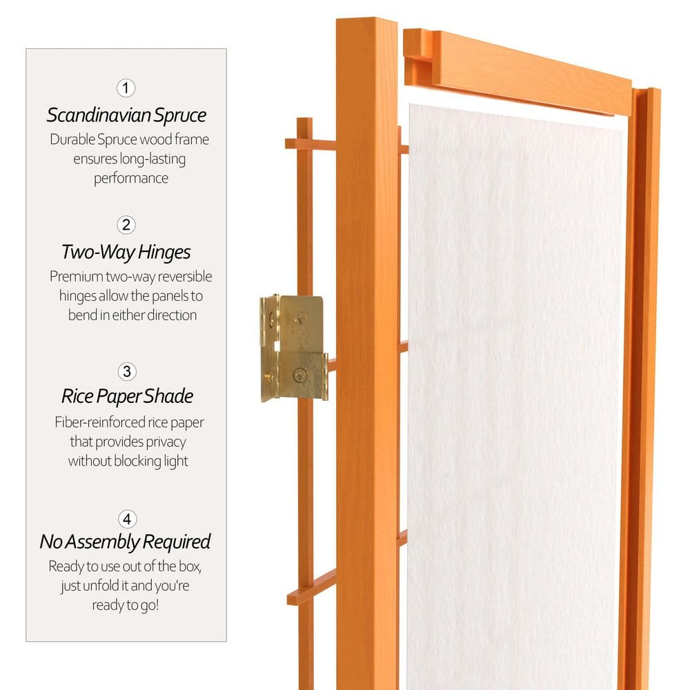 Honey 4-Panel Shoji Folding Room Divider