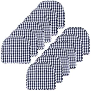 Buffalo Checkered Memory Foam 17 in. x 16 in. U-Shaped Non-Slip Indoor/Outdoor Chair Seat Cushion Navy/White (12-Pack)