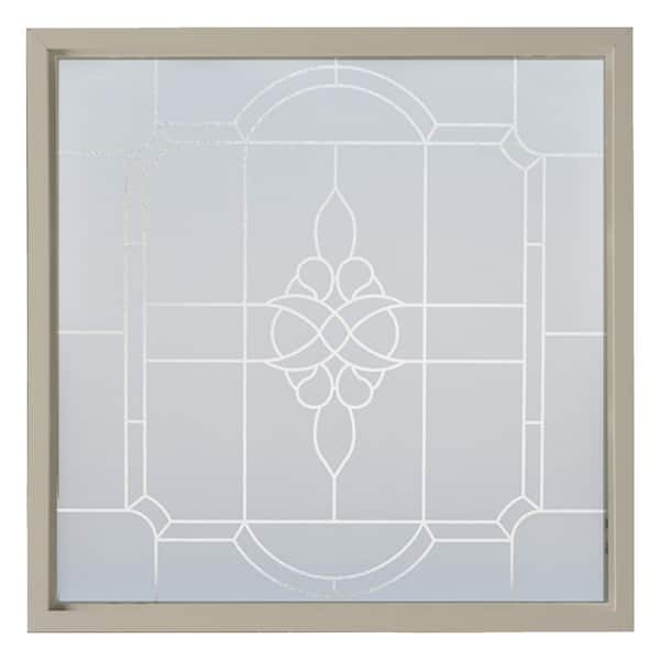 47.5 in. x 47.5 in. Victorian Silkscreened Decorative Glass Driftwood Vinyl New Construction Frame Window