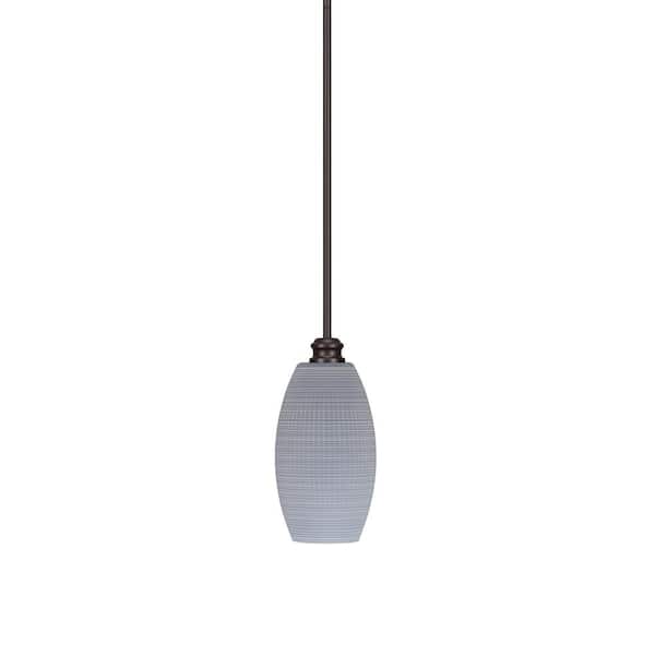 Unbranded Albany 60-Watt 1-Light Espresso Shaded Pendant Light with Gray Matrix Glass Shade, No Bulbs Included